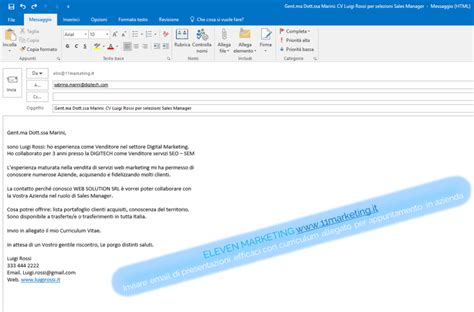 cosa scrivere nella mail per inviare un curriculum